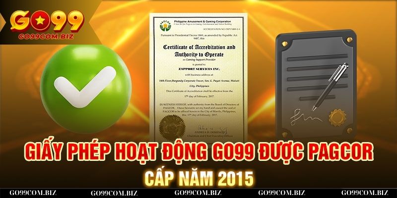 Giấy phép hoạt động GO99 được cấp phép bởi tổ chức PAGCOR