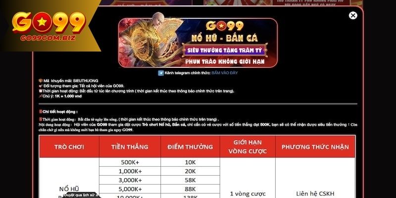 Khuyến mãi Go99 game nổ hũ và bắn cá